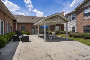 Senior living outdoor dining space