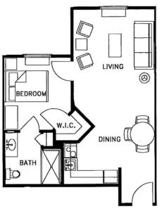 Lilac One Bed - senior living floor plan
