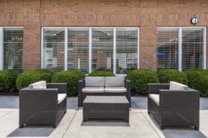 Outdoor sitting area for senior