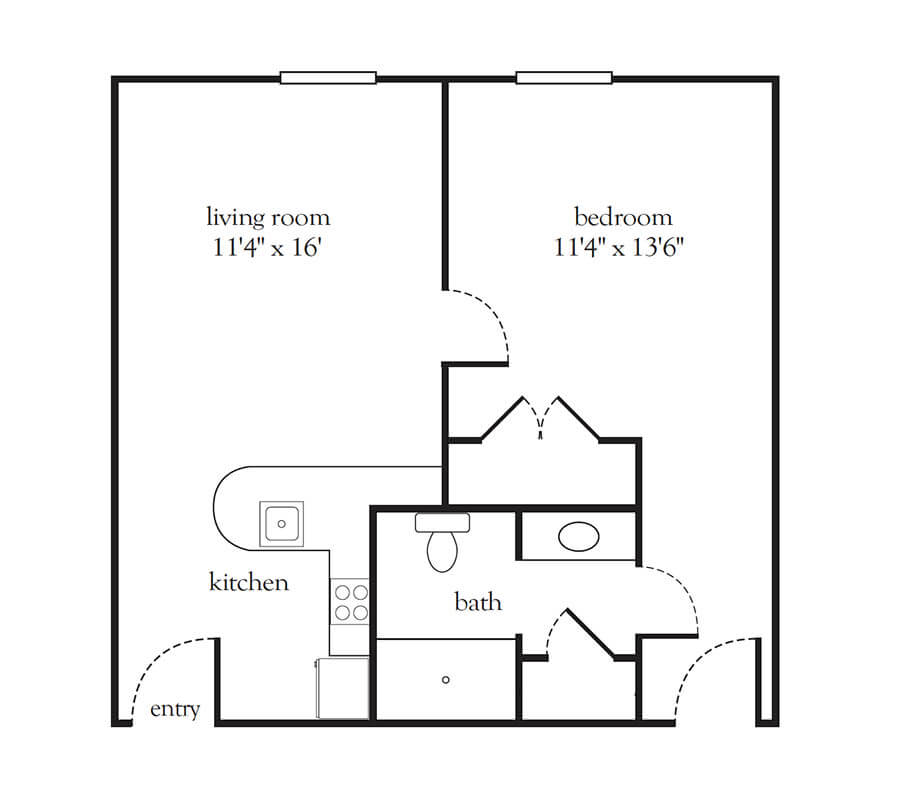 Sycamore 1bed 1bath - senior living floor plan