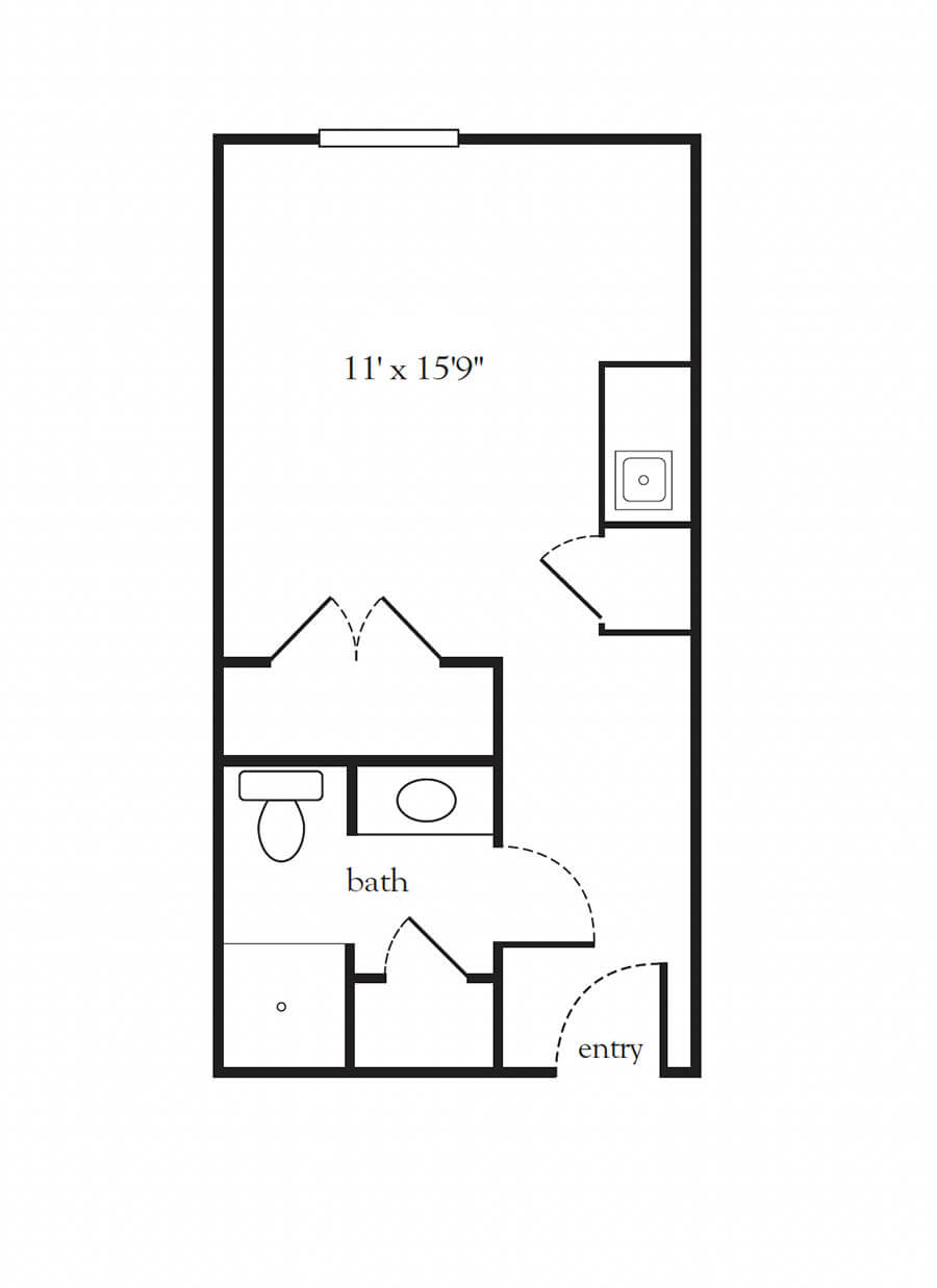 Juniper Suite One Bathroom - senior living floor plan