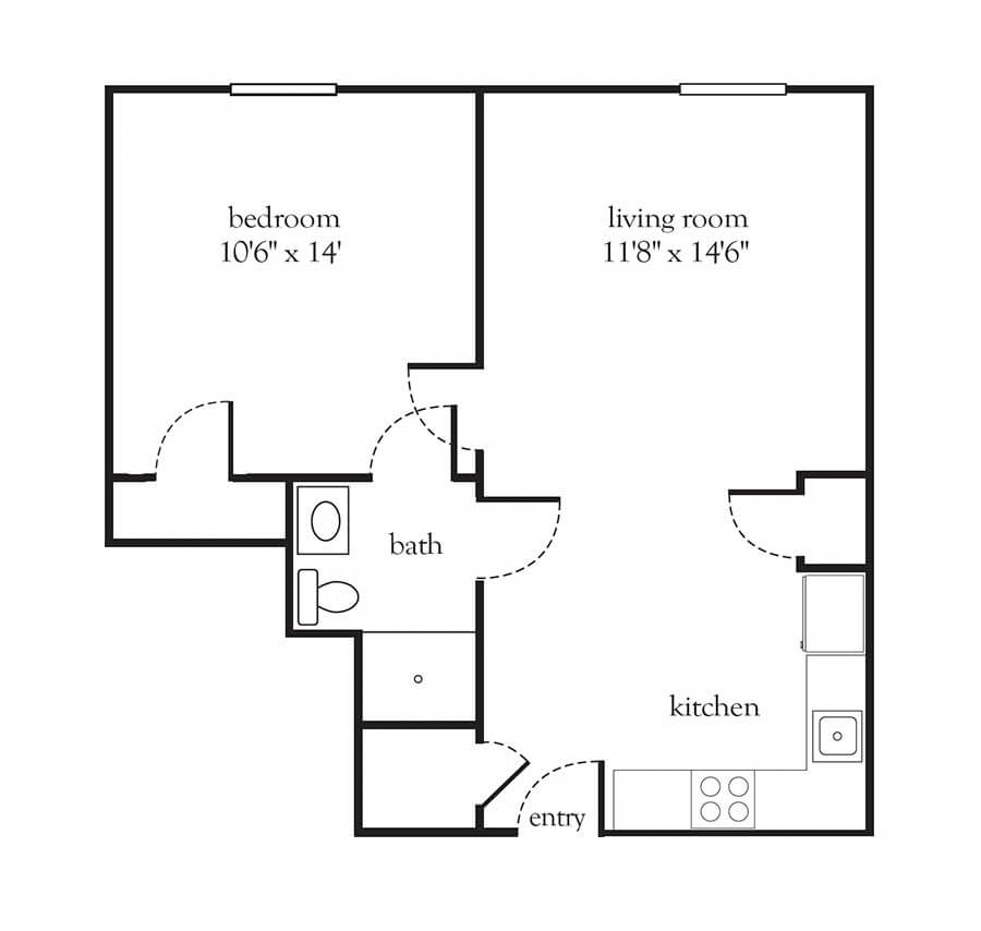 nolia 1bed 1bath - senior living floor plan