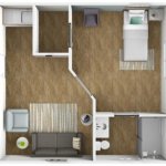 Carolina One Bedroom One Bathroom - senior living floor plan