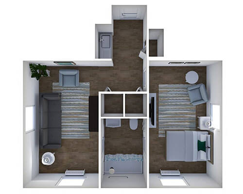 Cheerwine One Bedroom One Bathroom - senior living floor plan