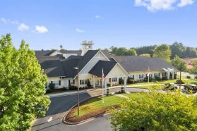 Senior living appartment exterior view from the sky