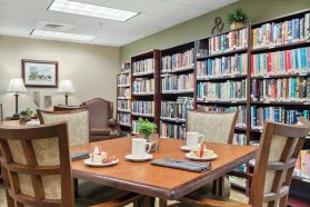 Senior-friendly library and reading nooks