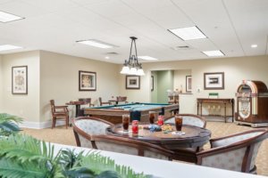 Activity and game room in a retirement community