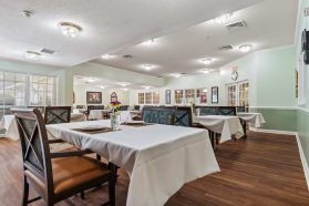 Dining space with chef-prepared meals in a retirement community