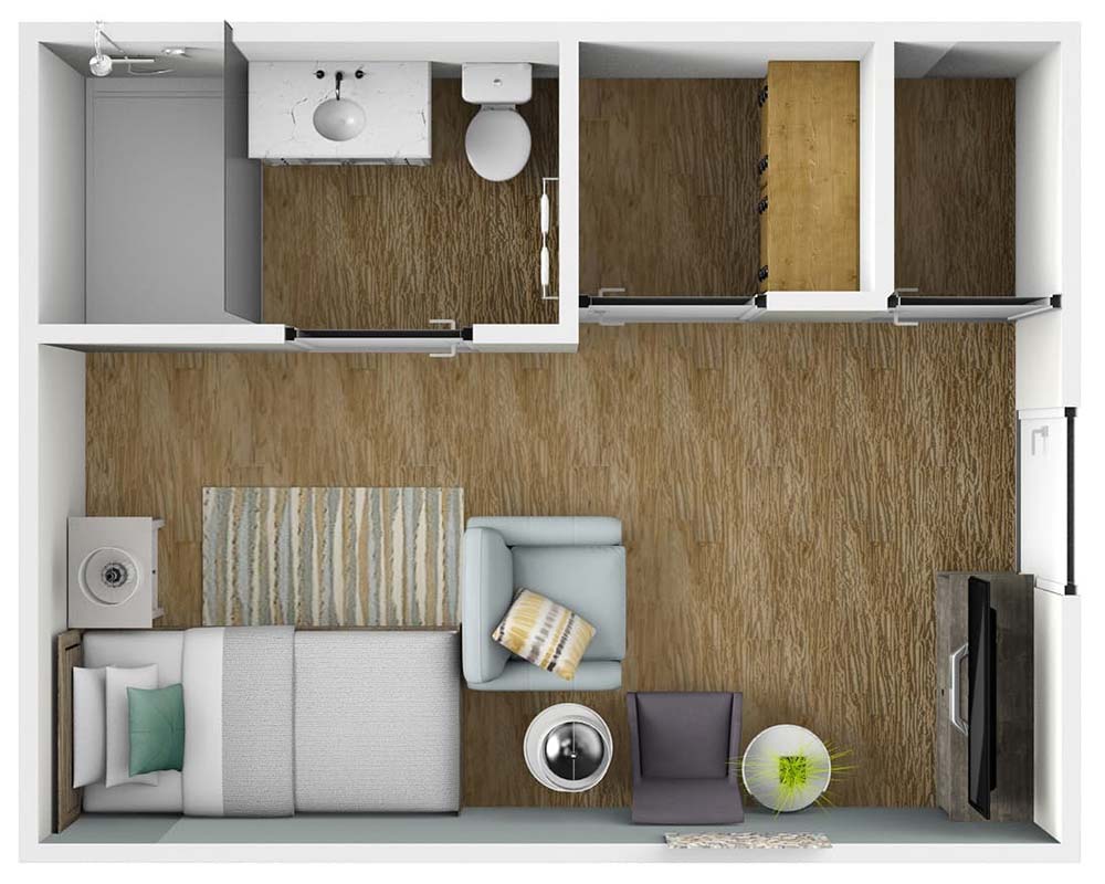 Haywood Suite One Bathroom - senior living floor plan