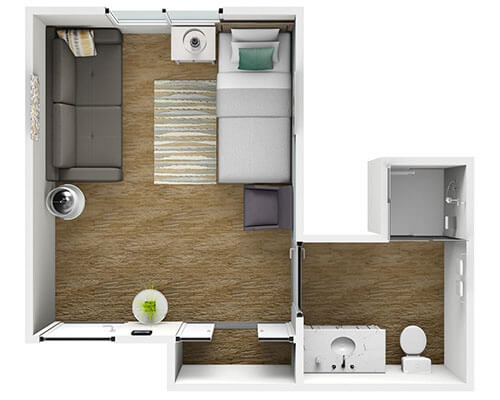 Holly Suite One Bathroom - senior living floor plan