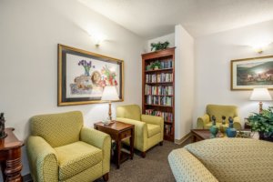 Senior-friendly library and reading nooks