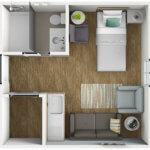 Magnolia Suite One Bathroom - senior living floor plan