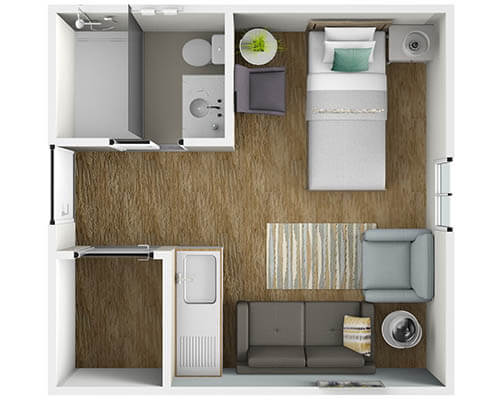 Magnolia Suite One Bathroom - senior living floor plan