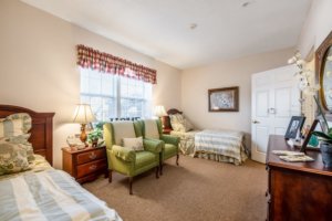 Interior design of a double bedroom in a retirement community
