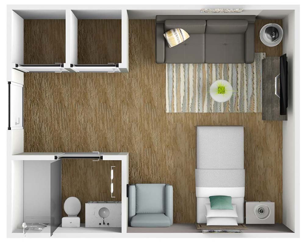 Oakwood Suite One Bathroom - senior living floor plan