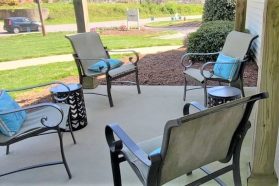 Comfortable patio for seniors in the garden