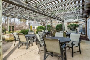 Comfortable patio for seniors in the garden