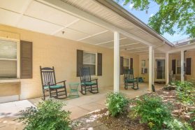 Comfortable patio for seniors in the garden