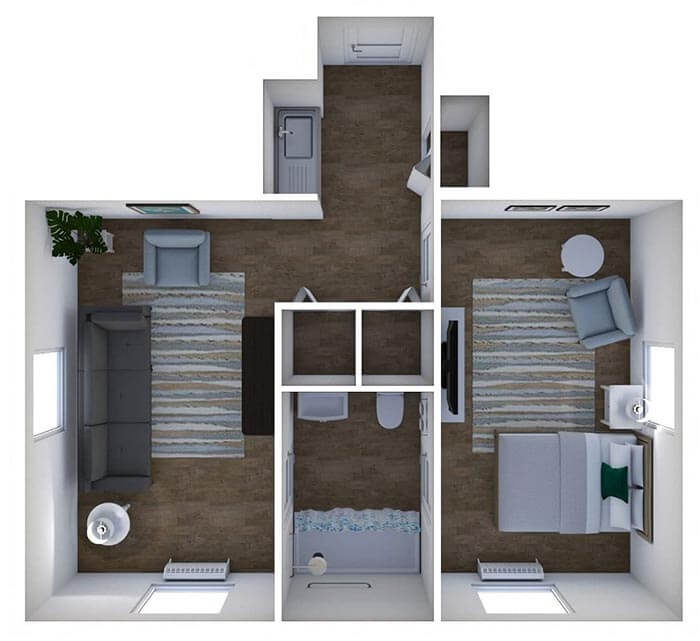 Bridgeton One Bedroom One Bathroom - senior living floor plan