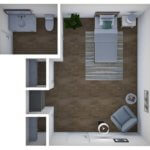 Victoria Suite Shared Bath - senior living floor plan
