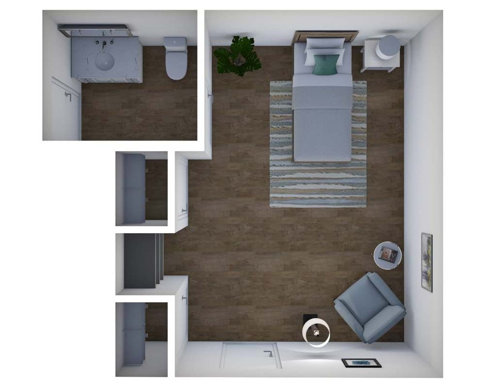 Victoria Suite Shared Bath - senior living floor plan