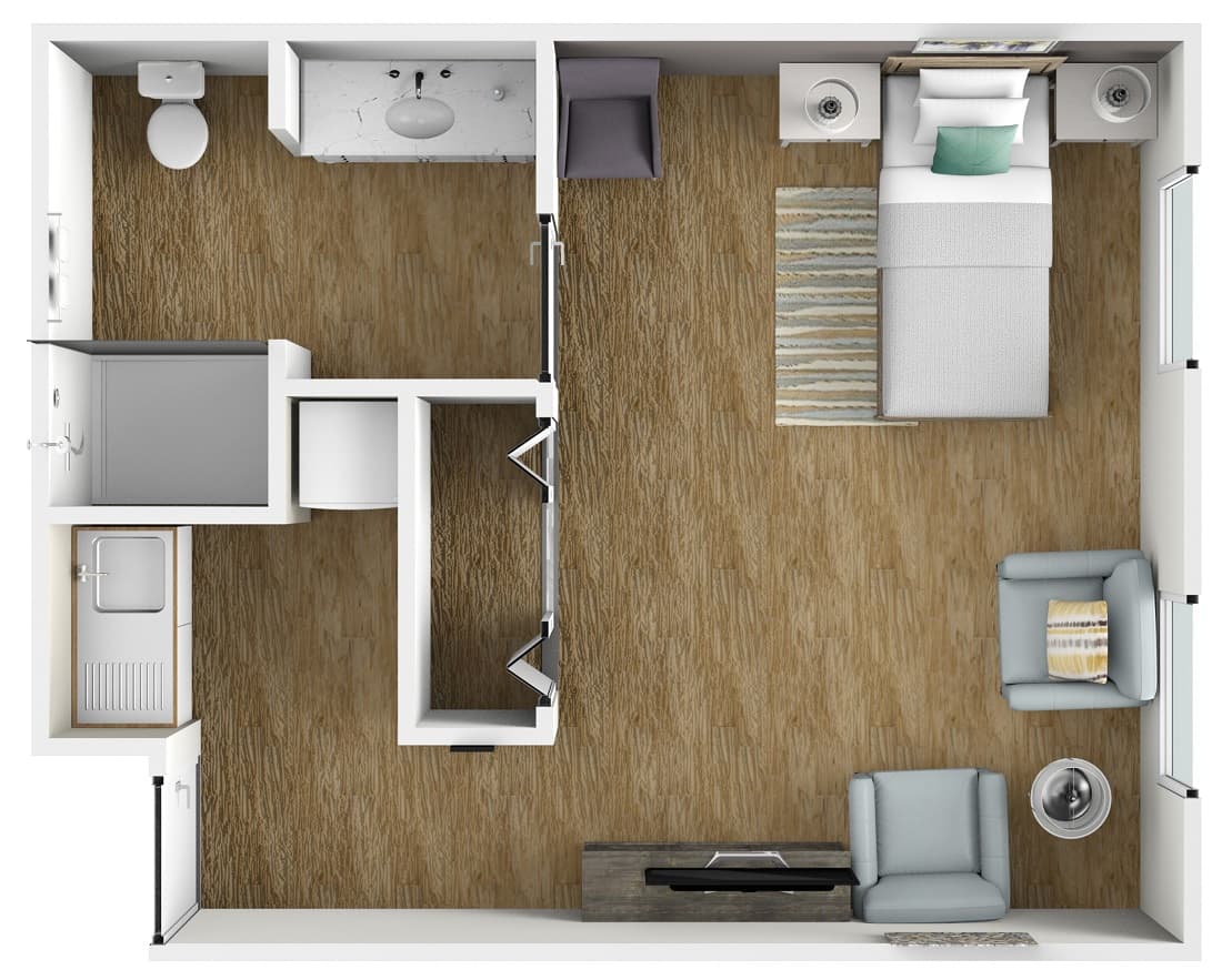 Ballantyne Suite One Bathroom - senior living floor plan