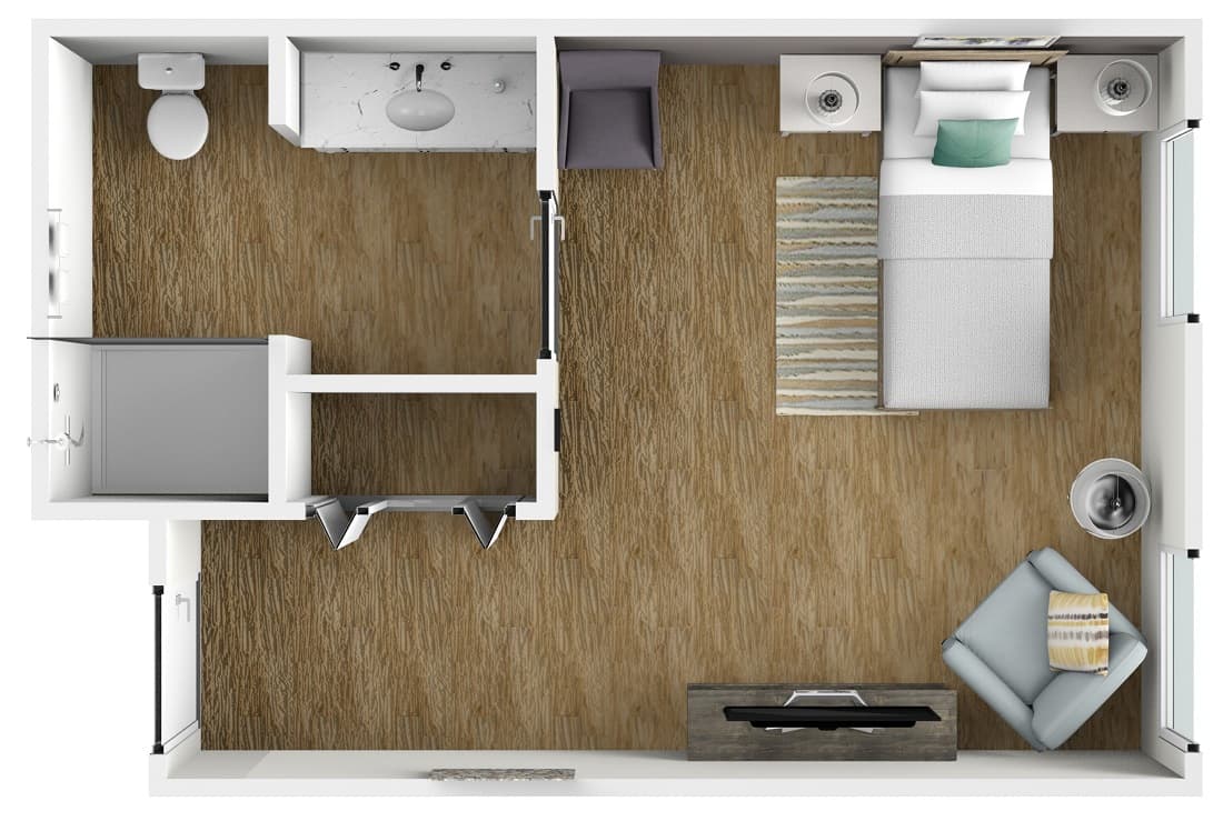 Montclaire Suite One Bathroom - senior living floor plan