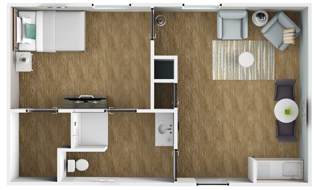 Pineville One Bedroom One Bathroom - senior living floor plan