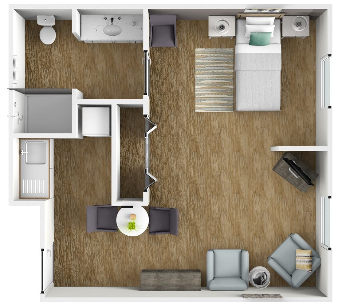 Southpark Suite One Bathroom - senior living floor plan