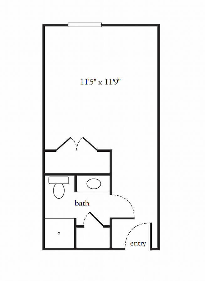 Willow Suite One bathroom - senior living floor plan