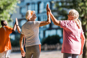 Two senior Womans enjoy the moment