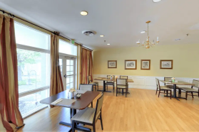 Dining space with chef-prepared meals in a retirement community