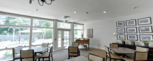 Dining space with chef-prepared meals in a retirement community