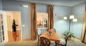 Dining space with chef-prepared meals in a retirement community