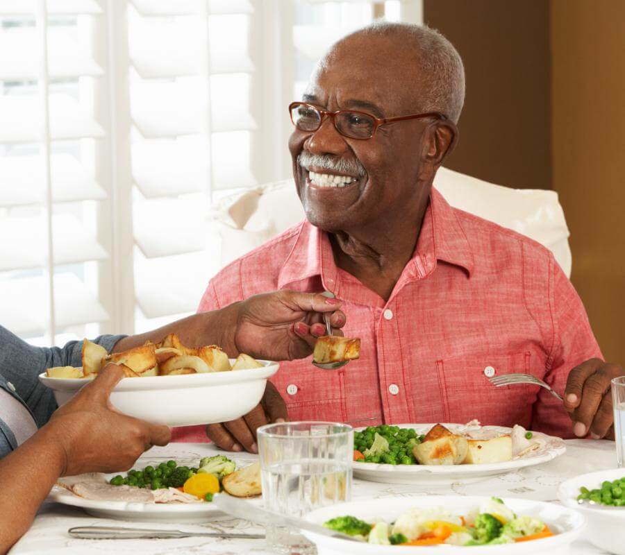 Old man eat delicious downhome dining