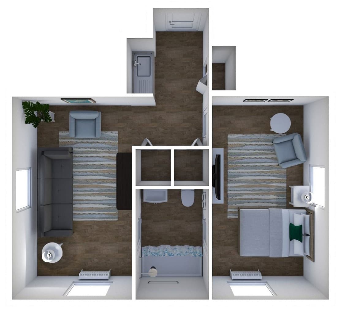 Dellinger One Bedroom One Bathroom - senior living floor plan