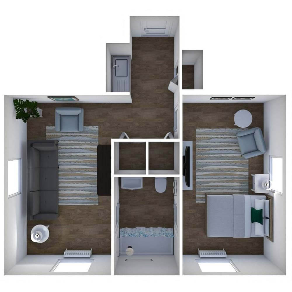 Garrison One Bedroom One Bathroom - senior living floor plan
