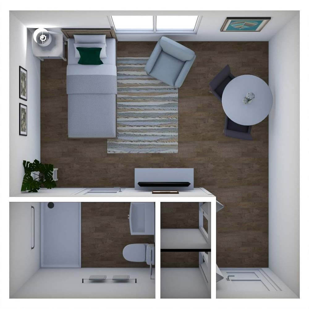Lighthouse Suite One Bathroom - senior living floor plan