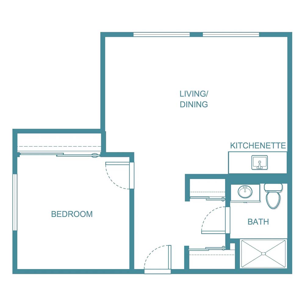 Pelham 1BR 1 Bath - senior living floor plan