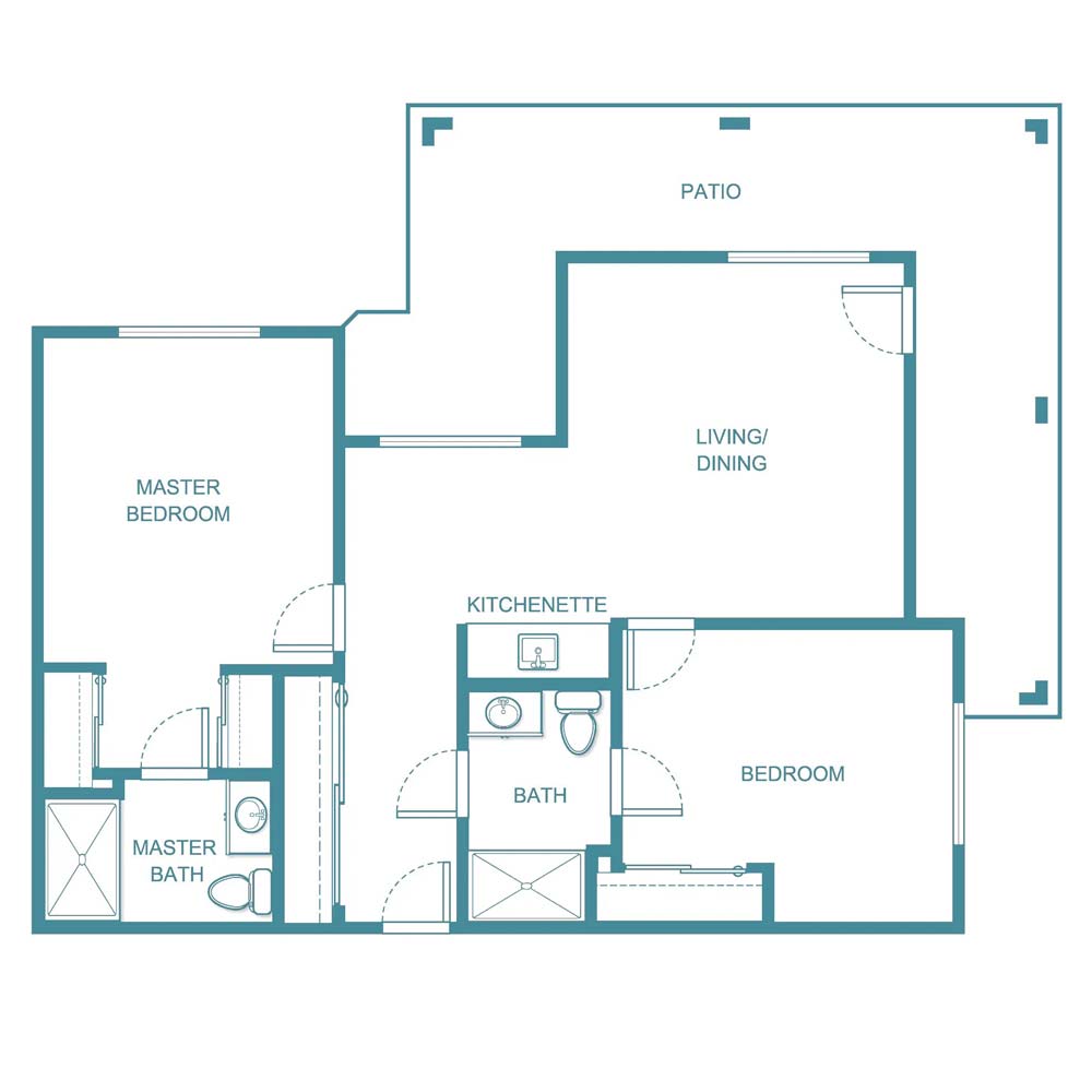 Pendleton 2BR 2 Bath - senior living floor plan