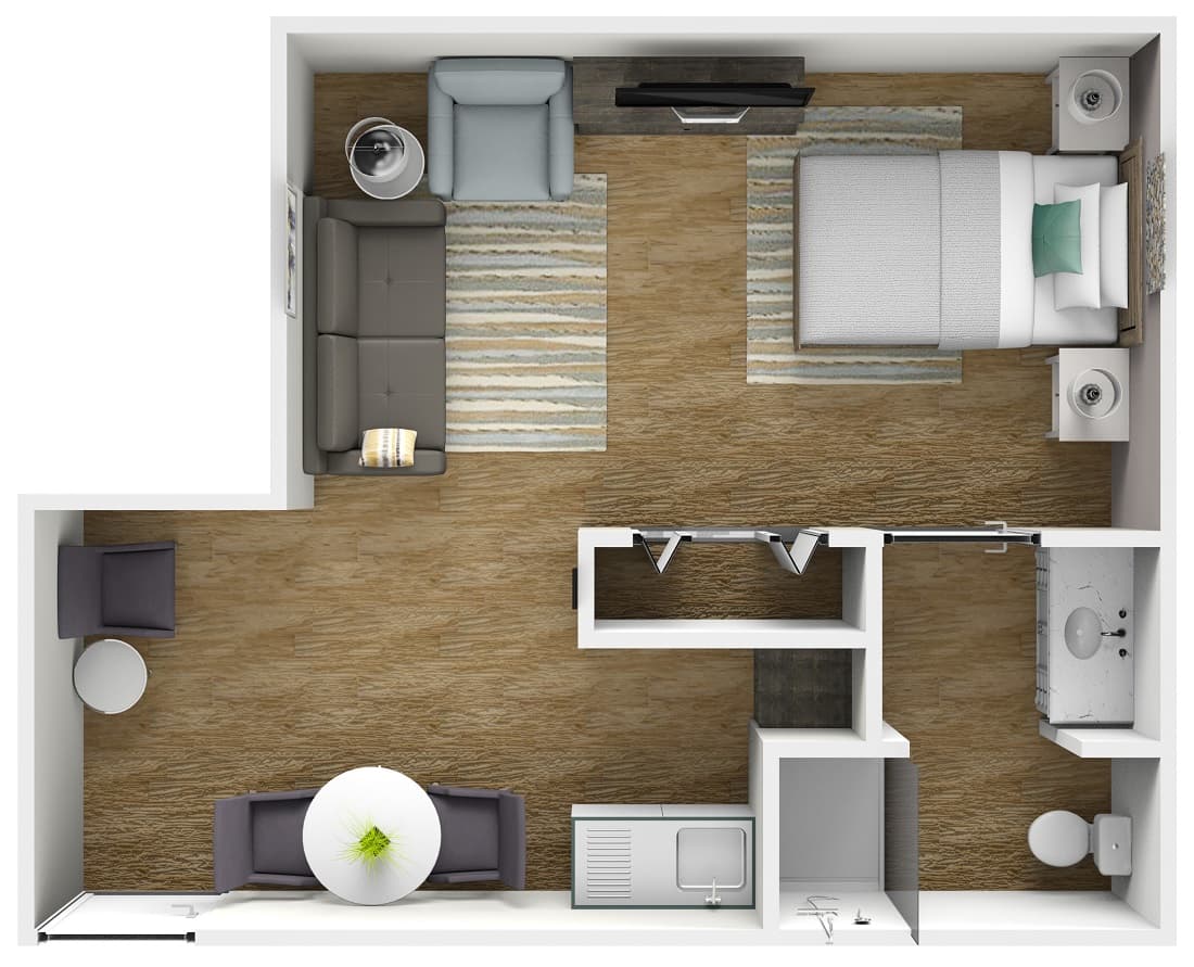 Roosevelt Suite One Bathroom - senior living floor plan