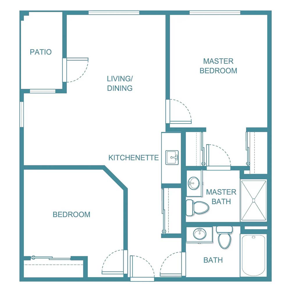 Smithfield 2BR 2 Bath - senior living floor plan