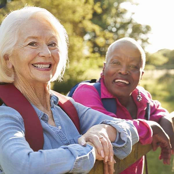 Happy senior citizens enjoying outdoor activities