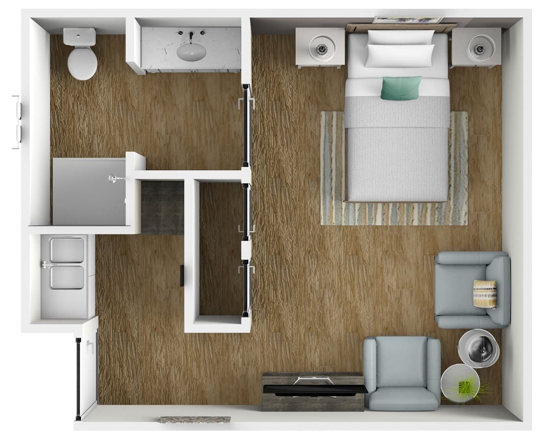 Vickery Suite One Bathroom - senior living floor plan