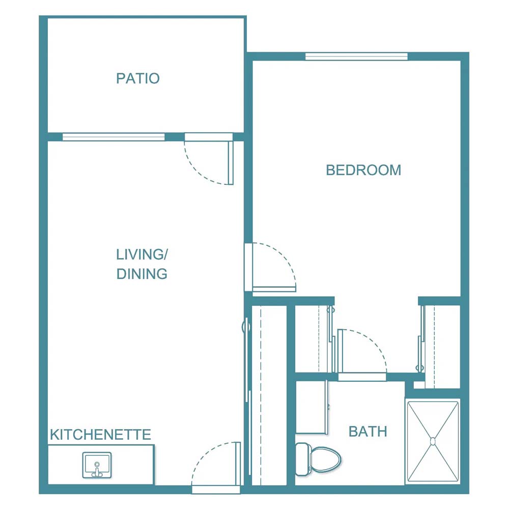 Wilkins 1 BR 1 Bath - senior living floor plan