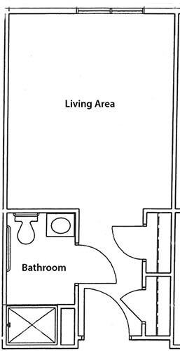 Palmetto Suite One Bathroom - senior living floor plan