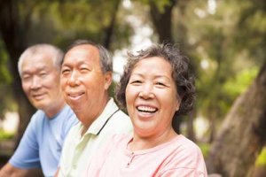 Happy senior citizens enjoying outdoor activities