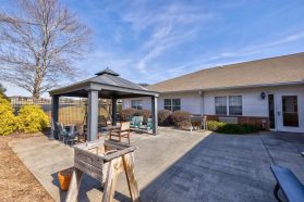 Cozy outdoor patio for senior