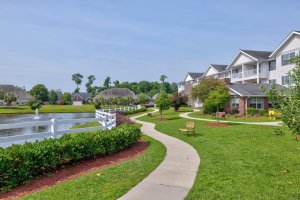 Backgrounds With Walking Trail Behind the Retirement Community Apartment