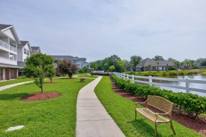 Backgrounds With Walking Trail Behind the Retirement Community Apartment